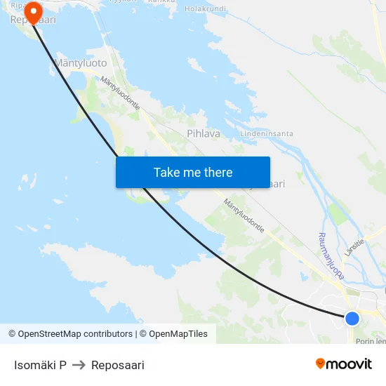 Isomäki P to Reposaari map