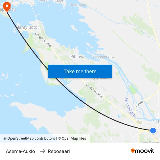 Asema-Aukio I to Reposaari map