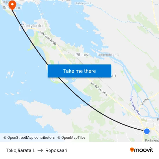 Tekojäärata L to Reposaari map