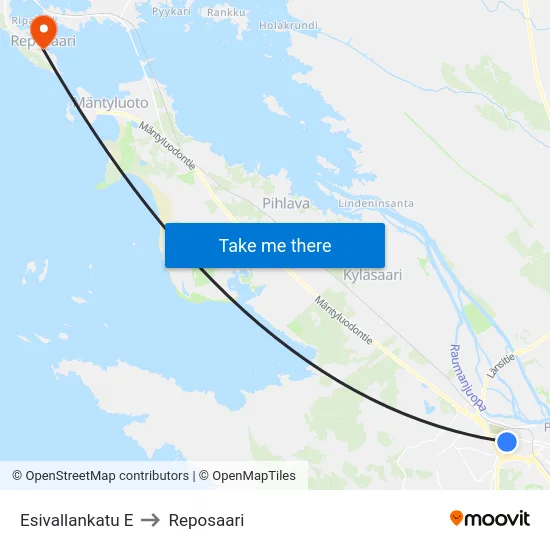 Esivallankatu E to Reposaari map