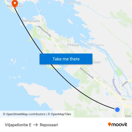 Viljapellontie E to Reposaari map
