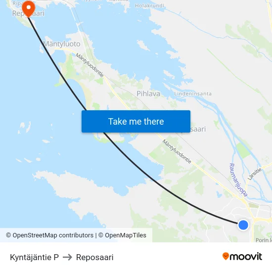 Kyntäjäntie P to Reposaari map