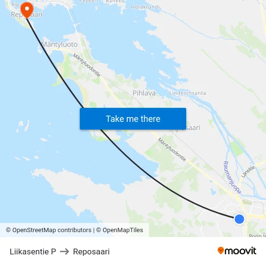 Liikasentie P to Reposaari map