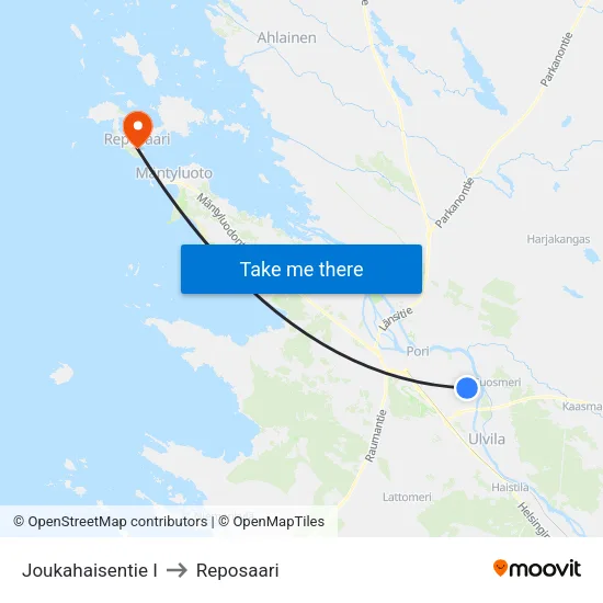 Joukahaisentie I to Reposaari map