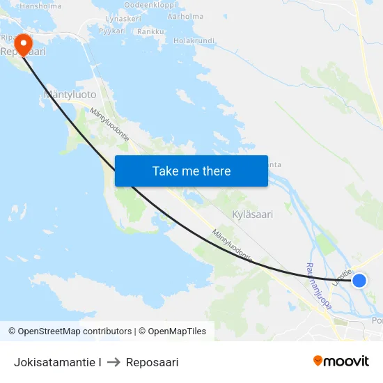 Jokisatamantie I to Reposaari map