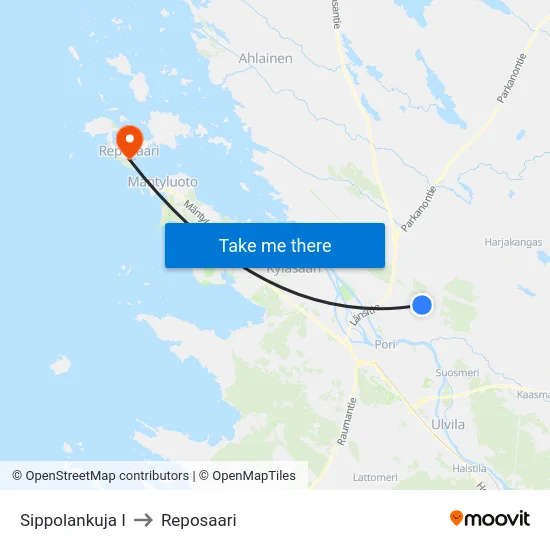 Sippolankuja I to Reposaari map