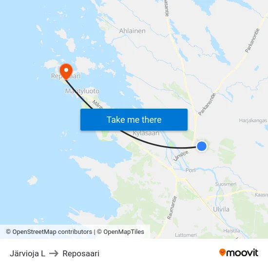 Järvioja L to Reposaari map