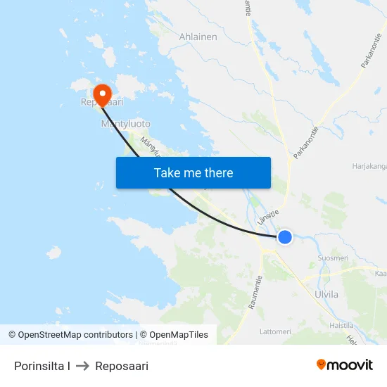 Porinsilta I to Reposaari map