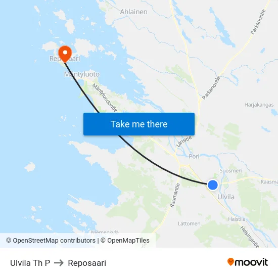Ulvila Th P to Reposaari map
