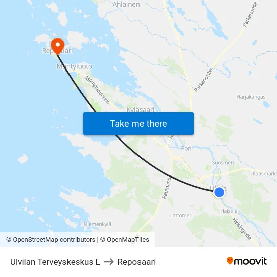 Ulvilan Terveyskeskus L to Reposaari map