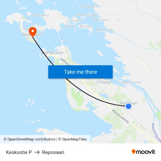 Keskustie P to Reposaari map