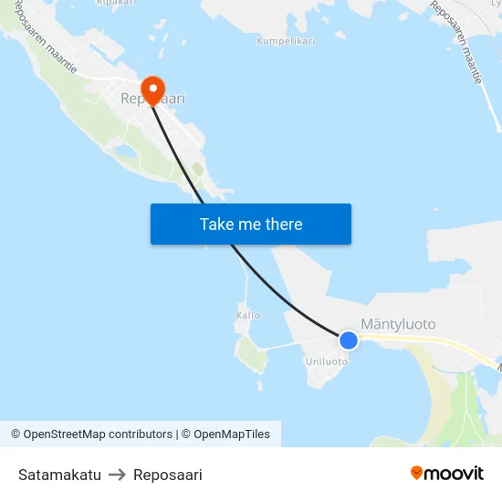 Satamakatu to Reposaari map