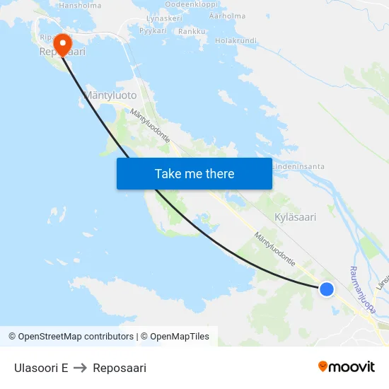 Ulasoori E to Reposaari map