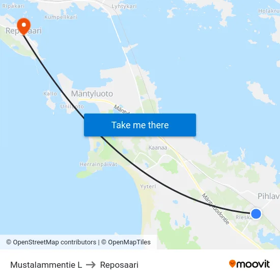 Mustalammentie L to Reposaari map