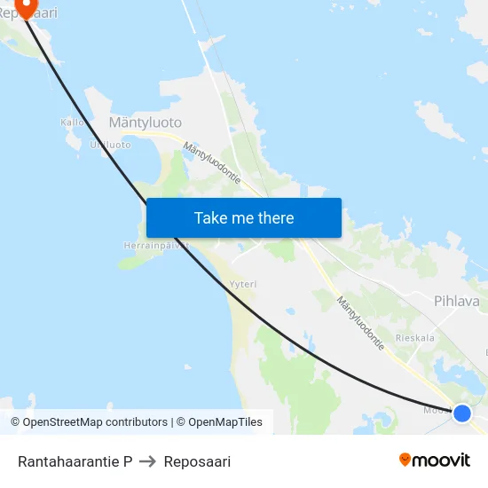 Rantahaarantie P to Reposaari map
