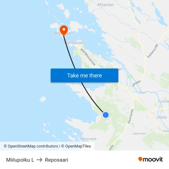 Miilupolku L to Reposaari map