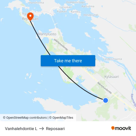 Vanhalehdontie L to Reposaari map