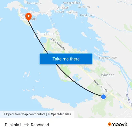 Puskala L to Reposaari map