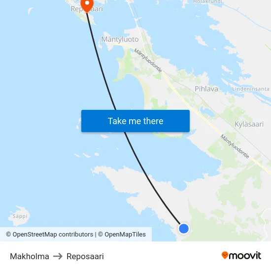 Makholma to Reposaari map