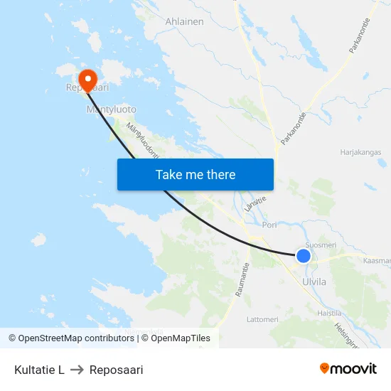 Kultatie L to Reposaari map