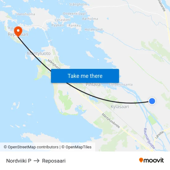 Nordviiki P to Reposaari map
