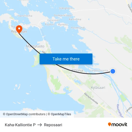 Kaha-Kalliontie P to Reposaari map