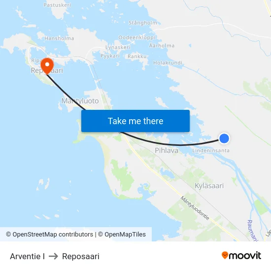 Arventie I to Reposaari map