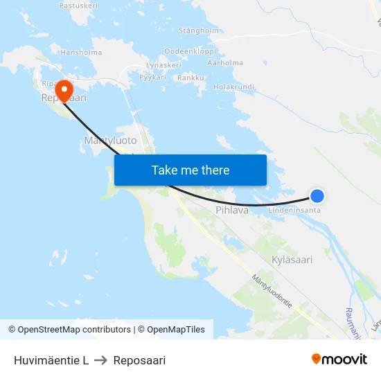 Huvimäentie L to Reposaari map