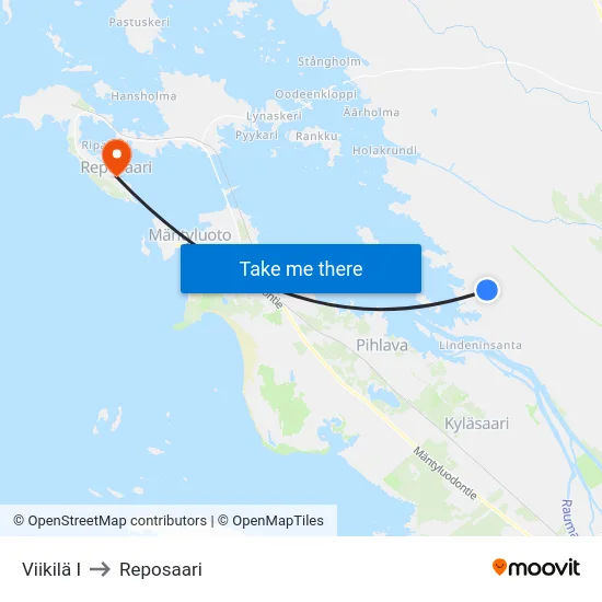Viikilä I to Reposaari map