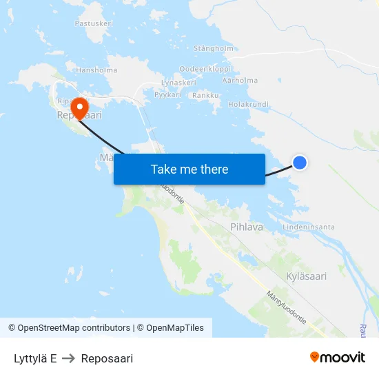 Lyttylä E to Reposaari map