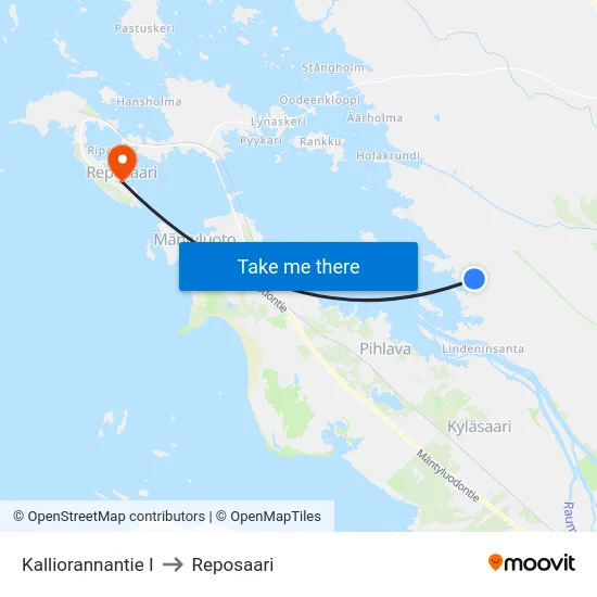 Kalliorannantie I to Reposaari map
