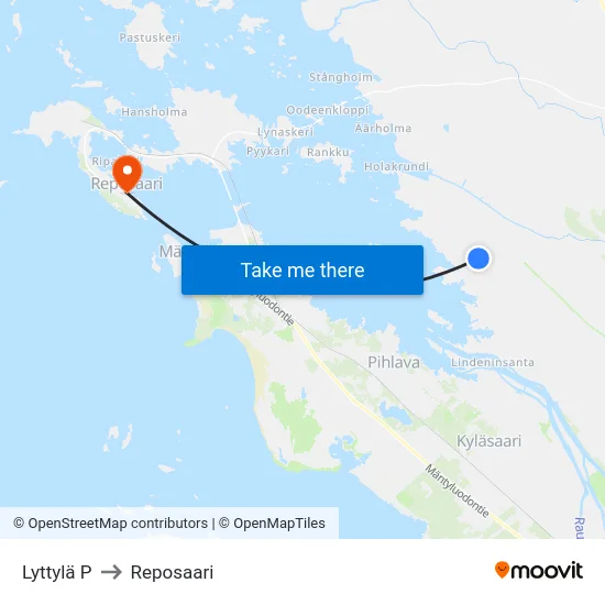 Lyttylä P to Reposaari map