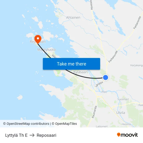 Lyttylä Th E to Reposaari map