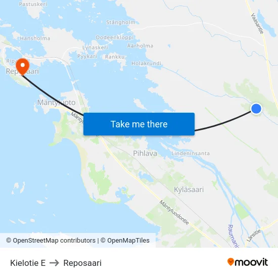 Kielotie E to Reposaari map