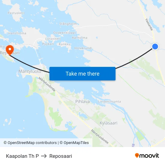 Kaapolan Th P to Reposaari map