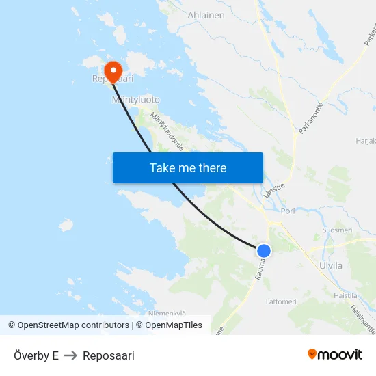 Överby E to Reposaari map