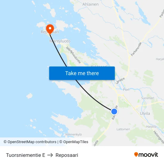 Tuorsniementie E to Reposaari map