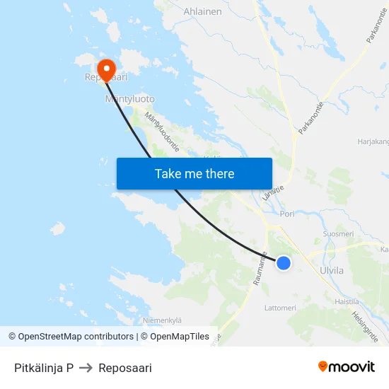 Pitkälinja P to Reposaari map