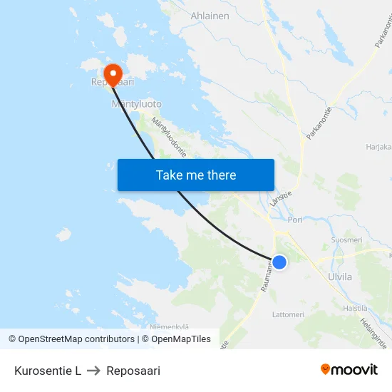 Kurosentie L to Reposaari map