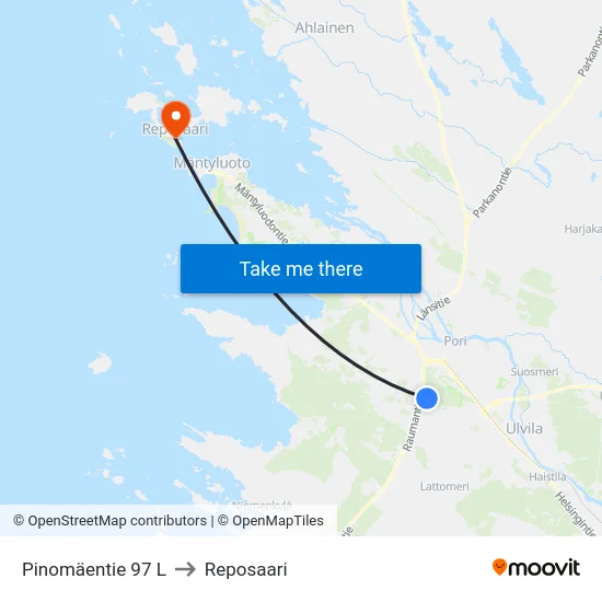 Pinomäentie 97 L to Reposaari map