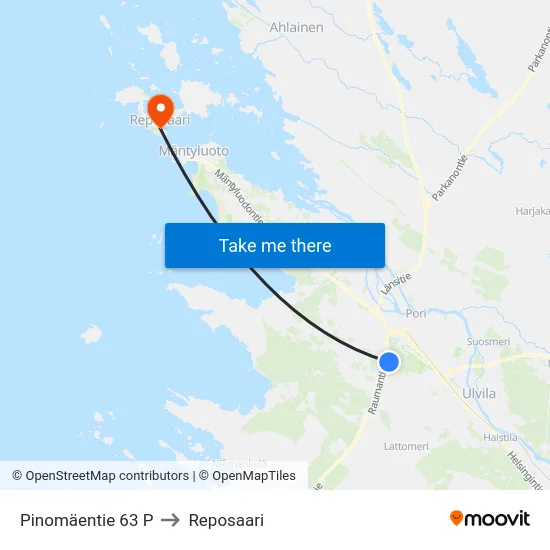 Pinomäentie 63 P to Reposaari map