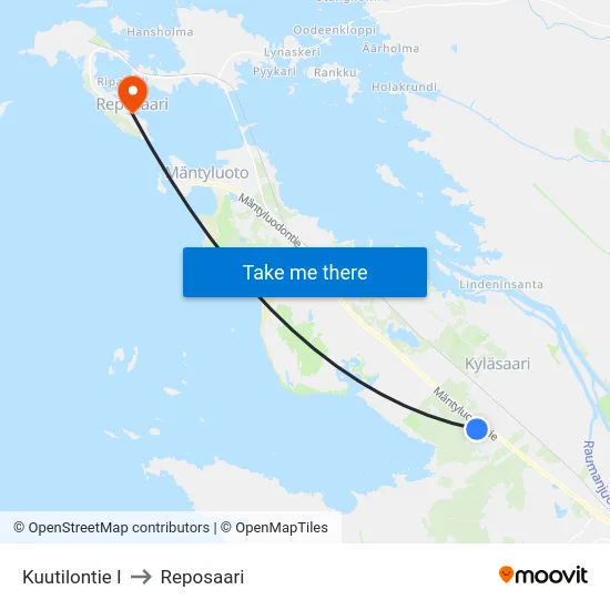 Kuutilontie I to Reposaari map