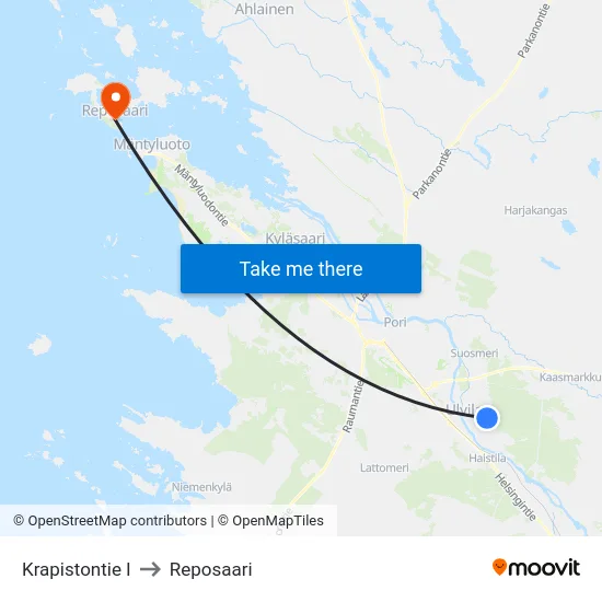 Krapistontie I to Reposaari map