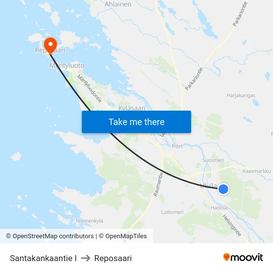 Santakankaantie I to Reposaari map