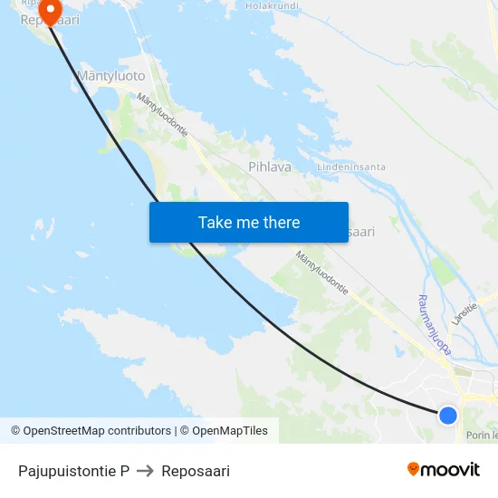 Pajupuistontie P to Reposaari map