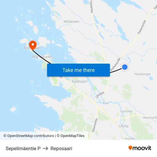 Sepelimäentie P to Reposaari map