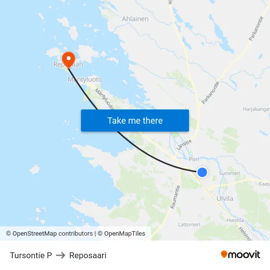 Tursontie P to Reposaari map