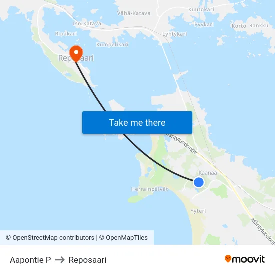 Aapontie P to Reposaari map