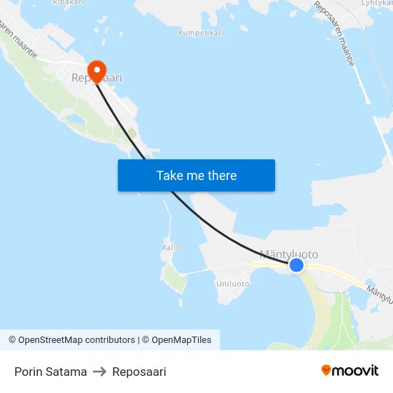 Porin Satama to Reposaari map