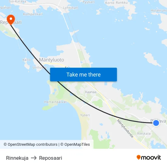 Rinnekuja to Reposaari map